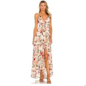 ASTR Sleeveless Floral Maxi Dress with Leg Slit‎ Size Medium Cottage Chic